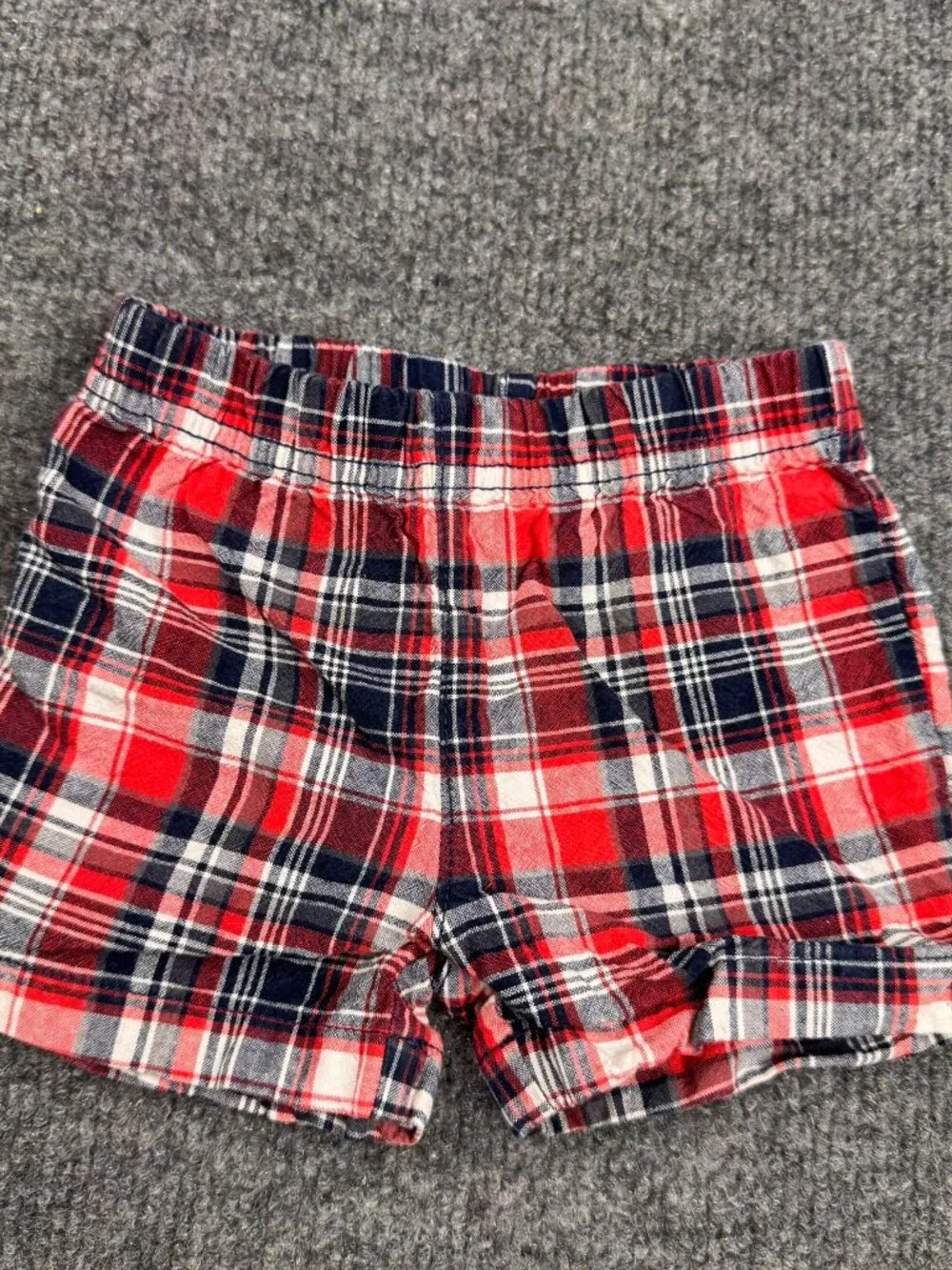 Carter's Baby Girl Plaid Shorts Red Blue Pull On Elastic Waist 6 Months Cotton